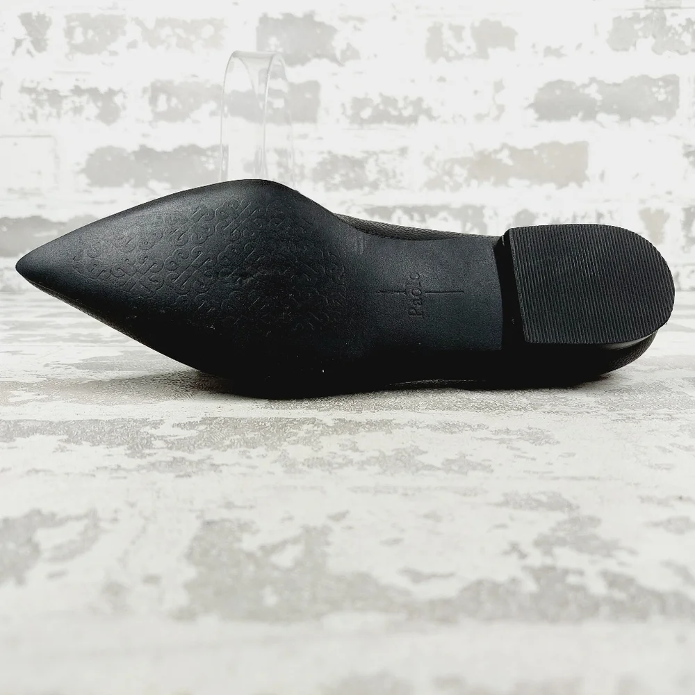 New Linea Paolo Mabel Black Faux Leather Pointed Toe Loafers W684